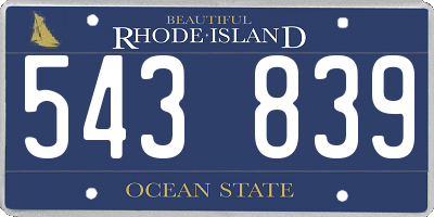 RI license plate 543839