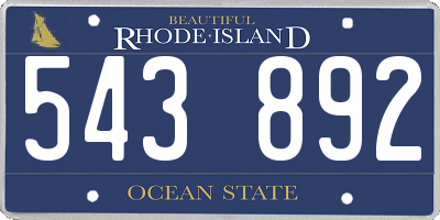 RI license plate 543892