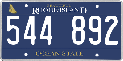 RI license plate 544892