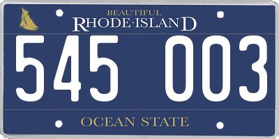 RI license plate 545003