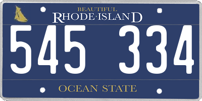 RI license plate 545334
