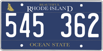 RI license plate 545362