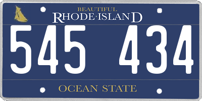 RI license plate 545434