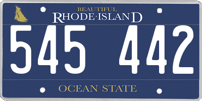 RI license plate 545442
