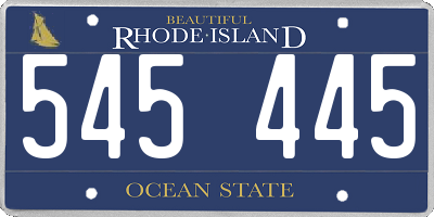 RI license plate 545445