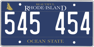 RI license plate 545454
