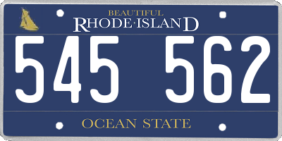 RI license plate 545562