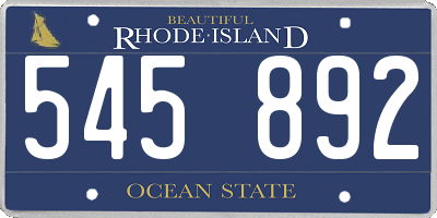 RI license plate 545892