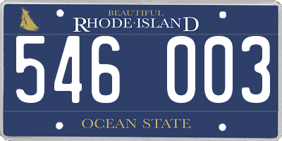 RI license plate 546003