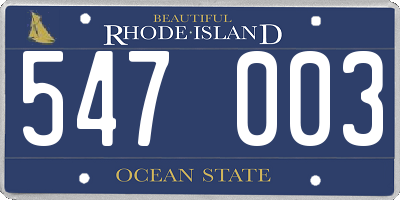 RI license plate 547003