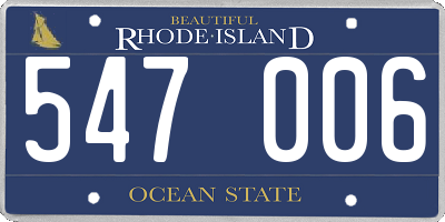 RI license plate 547006