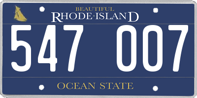 RI license plate 547007