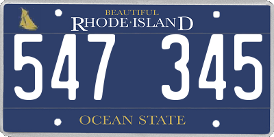 RI license plate 547345
