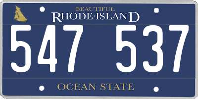RI license plate 547537