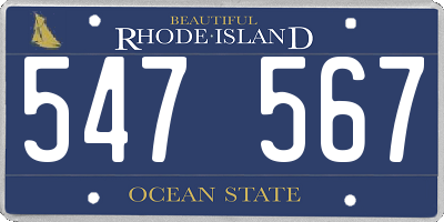RI license plate 547567