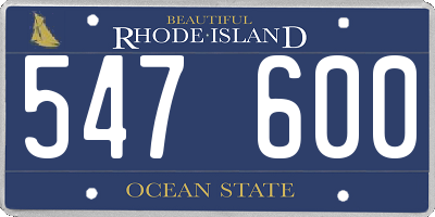 RI license plate 547600