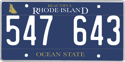 RI license plate 547643