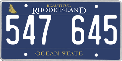 RI license plate 547645