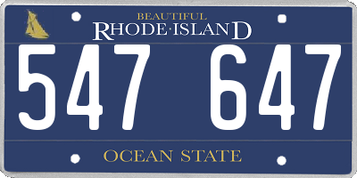 RI license plate 547647