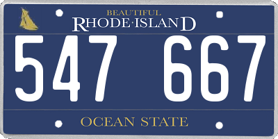RI license plate 547667