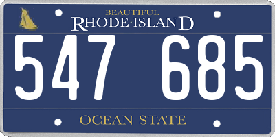 RI license plate 547685
