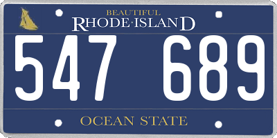 RI license plate 547689