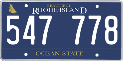 RI license plate 547778