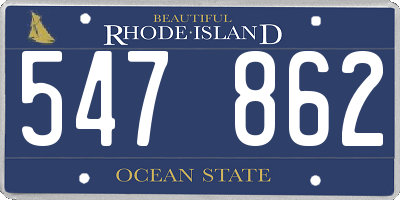 RI license plate 547862