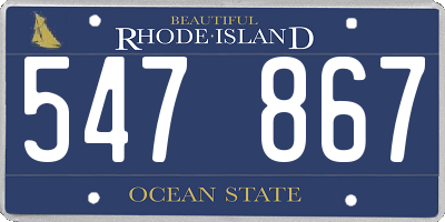 RI license plate 547867