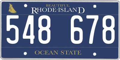RI license plate 548678