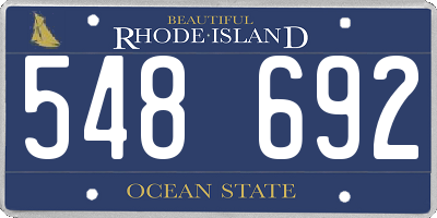 RI license plate 548692