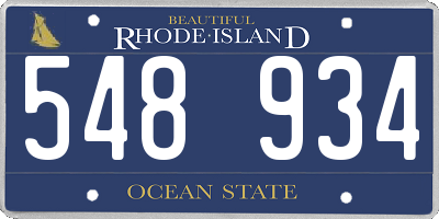 RI license plate 548934