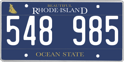 RI license plate 548985