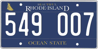 RI license plate 549007