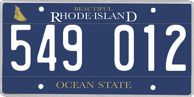 RI license plate 549012