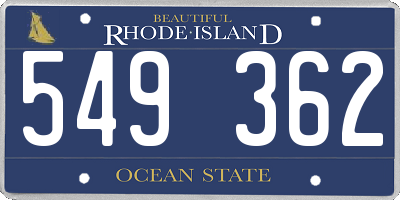 RI license plate 549362