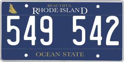 RI license plate 549542
