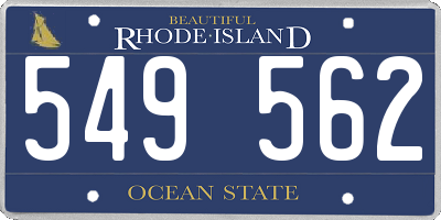 RI license plate 549562