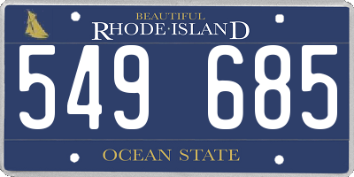 RI license plate 549685