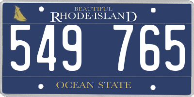 RI license plate 549765