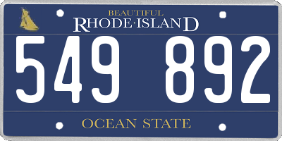 RI license plate 549892