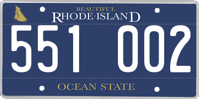 RI license plate 551002