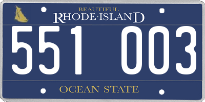 RI license plate 551003