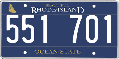RI license plate 551701