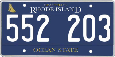 RI license plate 552203