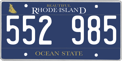 RI license plate 552985