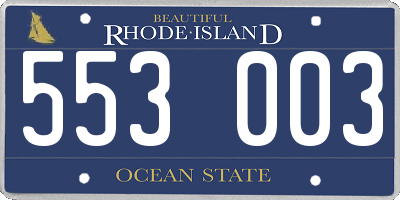 RI license plate 553003