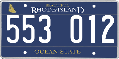 RI license plate 553012