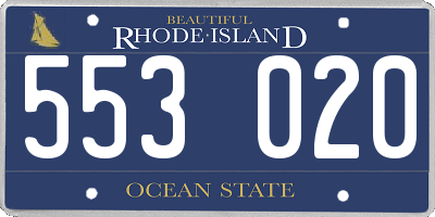 RI license plate 553020