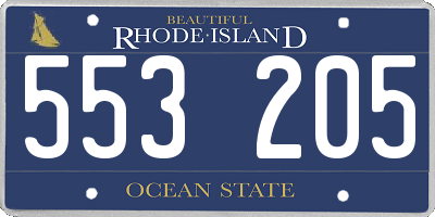 RI license plate 553205